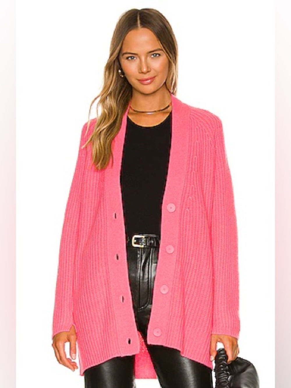 Brochu Walker Jenny Cardigan Sweater Nuevo Pink Wool Cashmere Size M